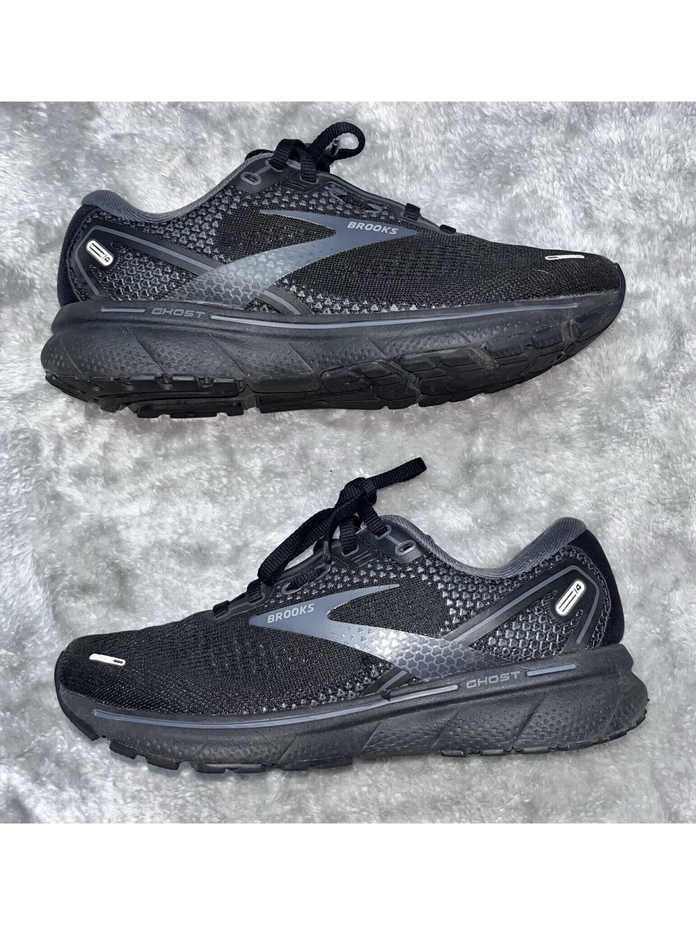 BROOKS Ghost 14 All Black Running Shoes Women's Size 6.5 D (1203561B020)